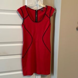 NWOT Express Red with black details stretch body on dress